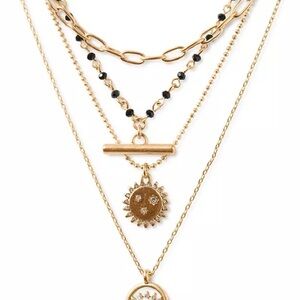 Lucky Brand Gold and Black Celestial Necklace